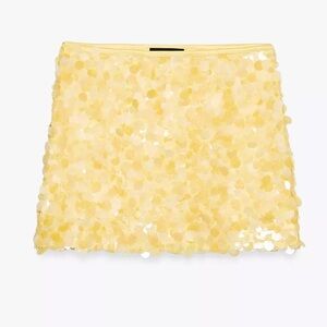 Zara Yellow Sequin Mini Skirt
